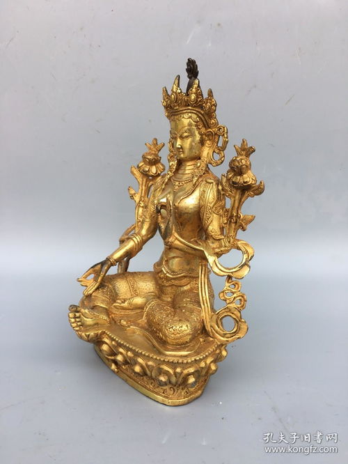 铜鎏金度母佛像,工艺精美,包浆厚重,尺寸如图,重1.2公斤