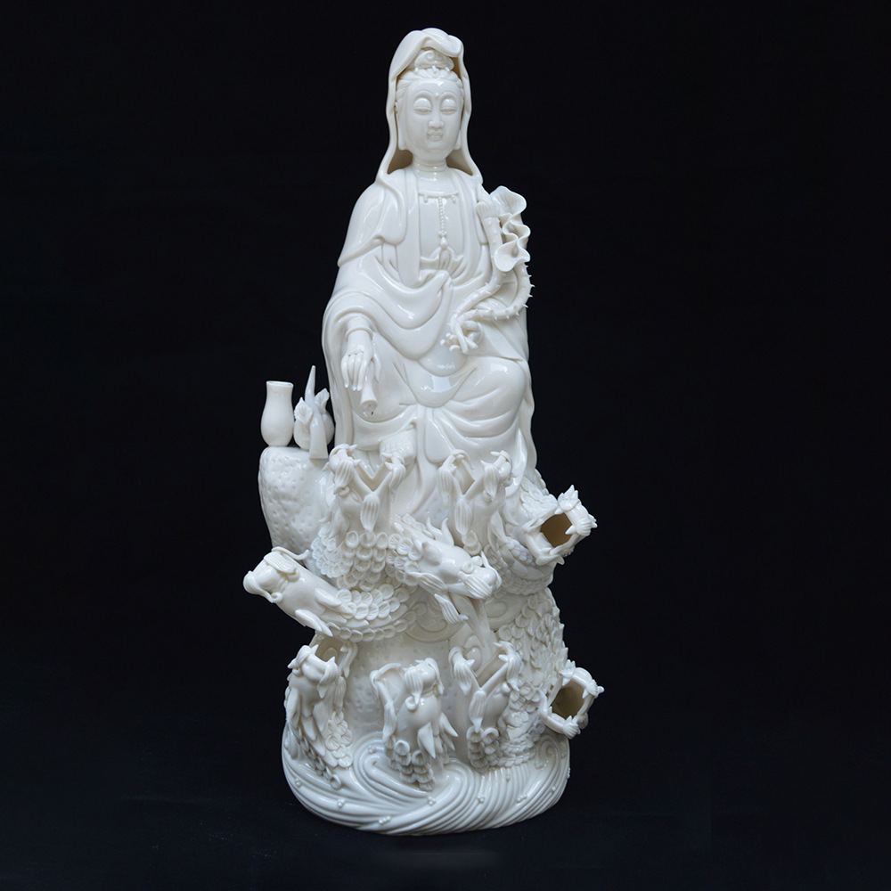 九龙滴水观音菩萨陶瓷佛像白瓷观世音工艺品摆件