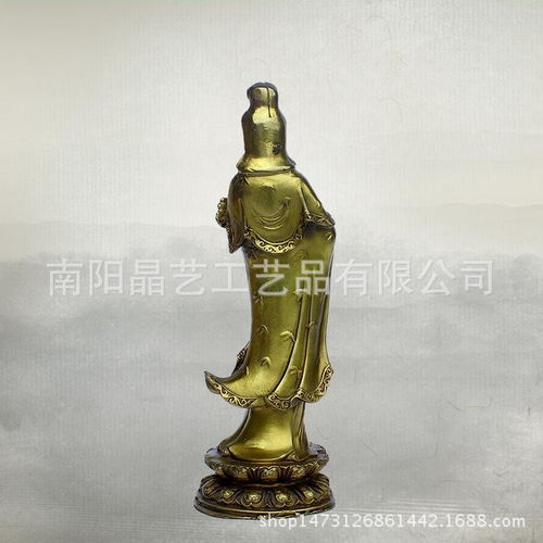 开光纯铜观音骑龙佛像摆件 铜制如意观音菩萨像家居供奉工艺品
