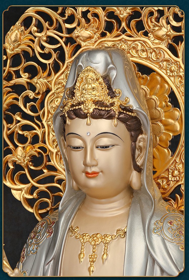 京铜全铜西方三圣阿弥陀佛大势至观音菩萨佛像神像摆件家居工艺品 -